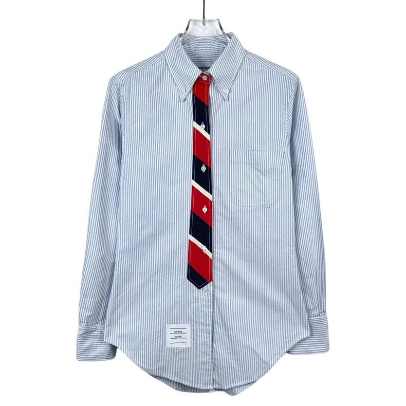 Thom Browne Thom Browne Long Sleeve Striped Shirt with Tie - dmc Size US S / EU 44-46 / 1 - 1 Thumbnail