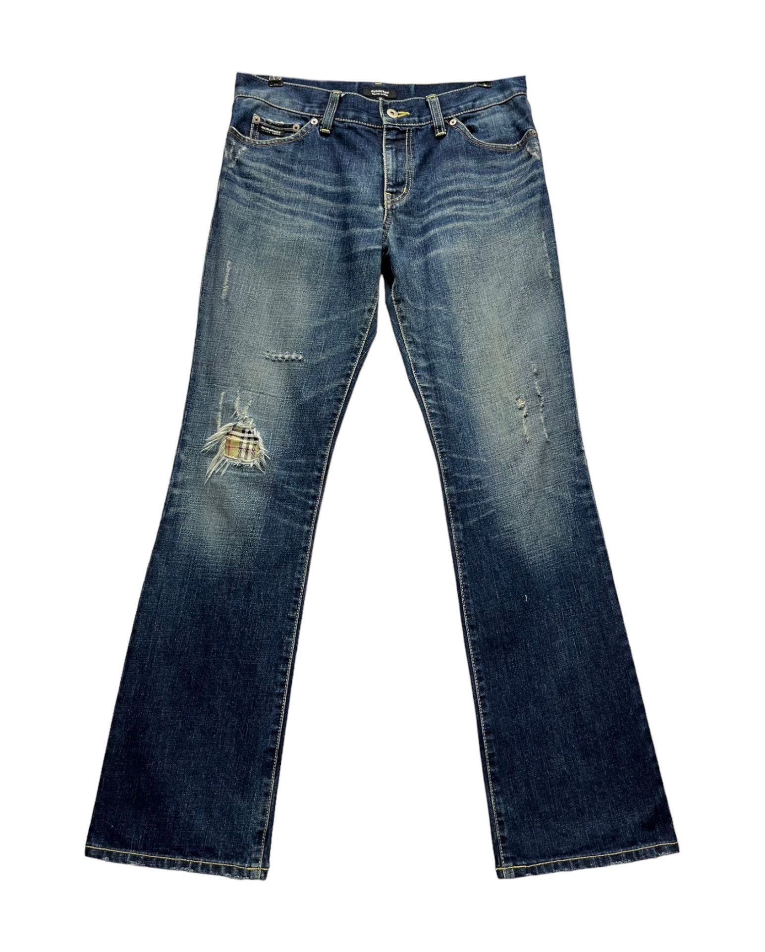 Black Label FLARE🔥BURBERRY BLACK LABEL Nova Check Distressed Denim💥 Size US 32 / EU 48 - 3 Thumbnail