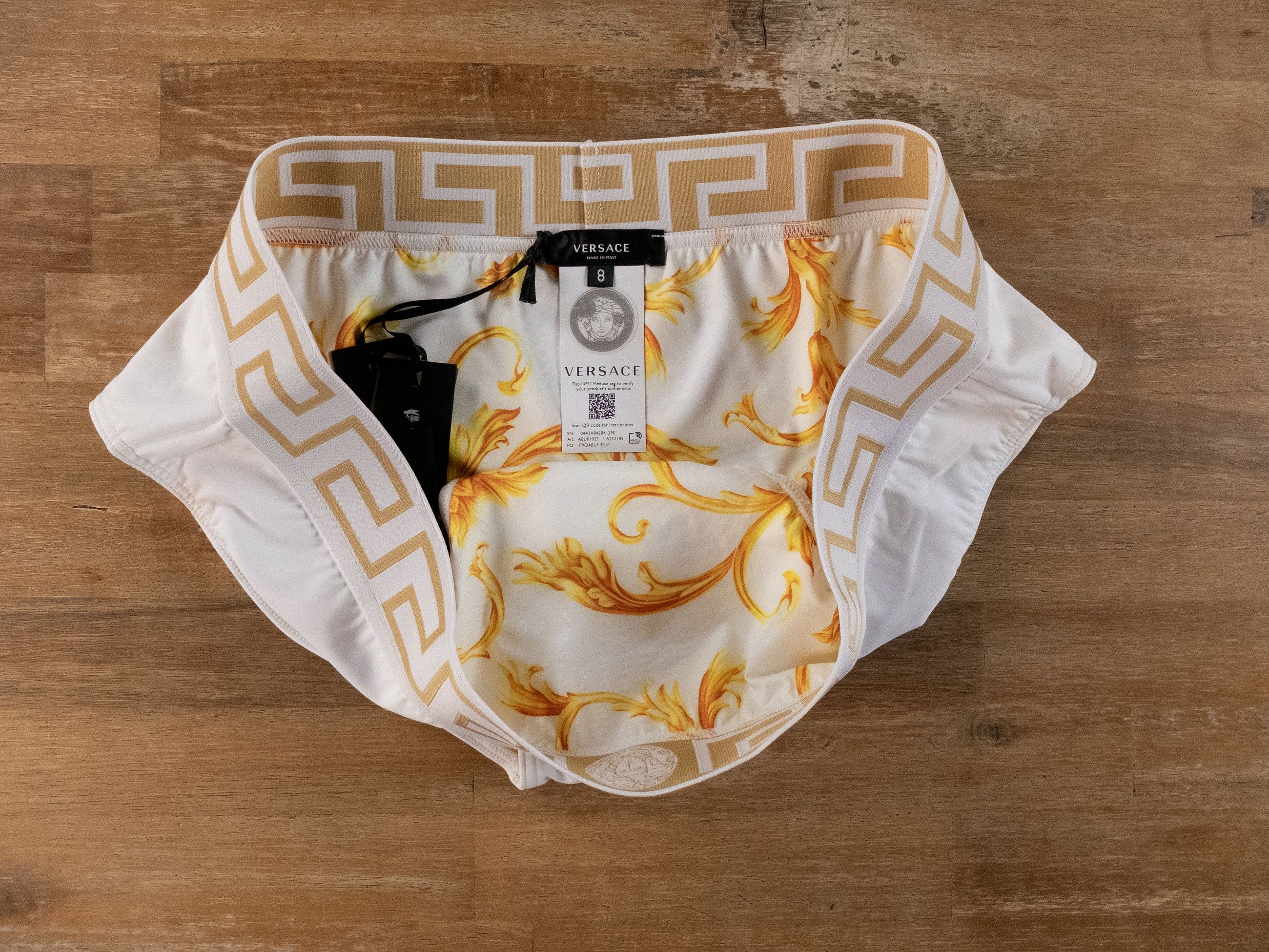 Versace VERSACE white swim briefs w barocco print inside 8 3XL Size US 40 / EU 56 - 4 Thumbnail