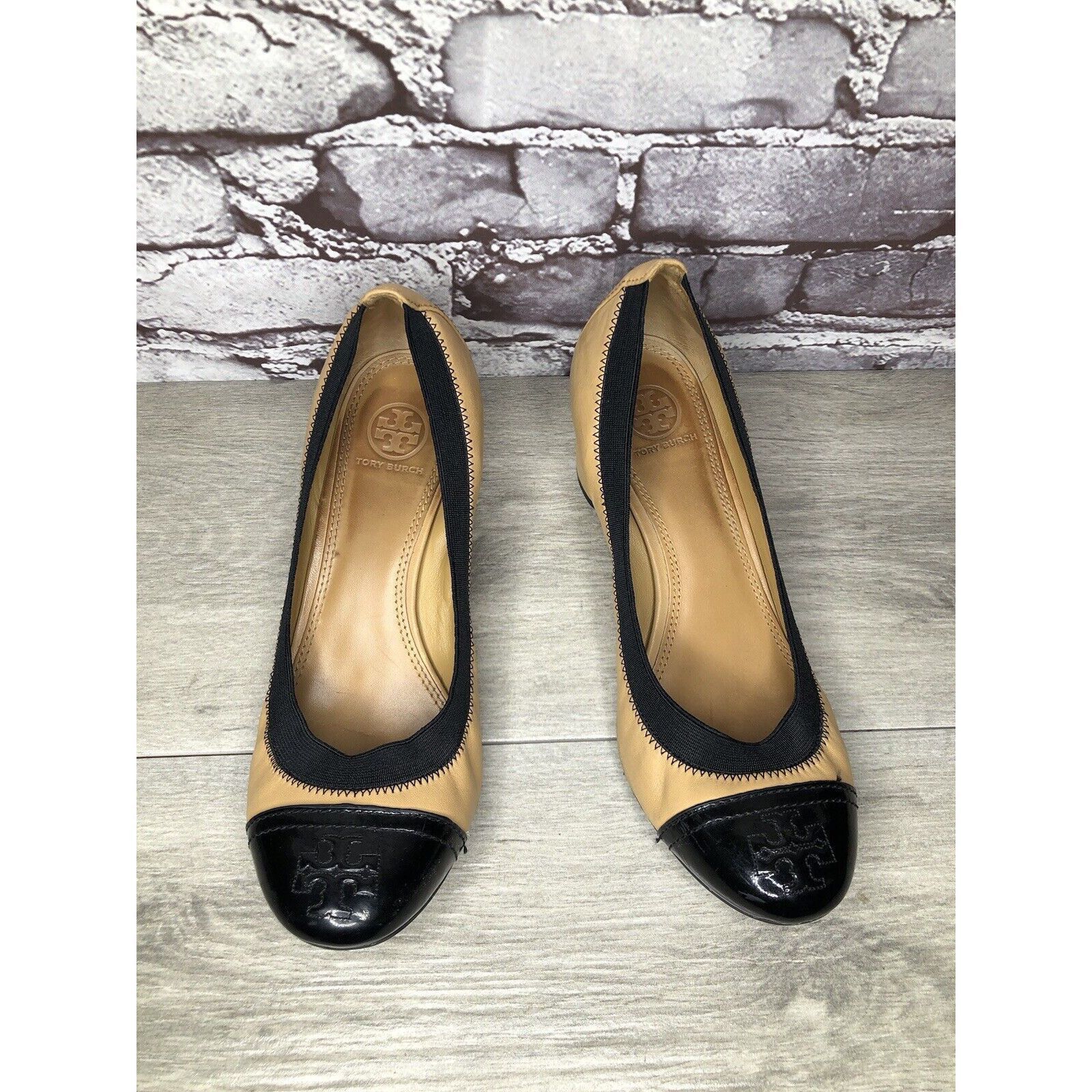 Tory Burch Tory Burch Tan Leather Black Patent Leather Block Heels Wome Size US 8.5 / IT 38.5 - 23 Thumbnail