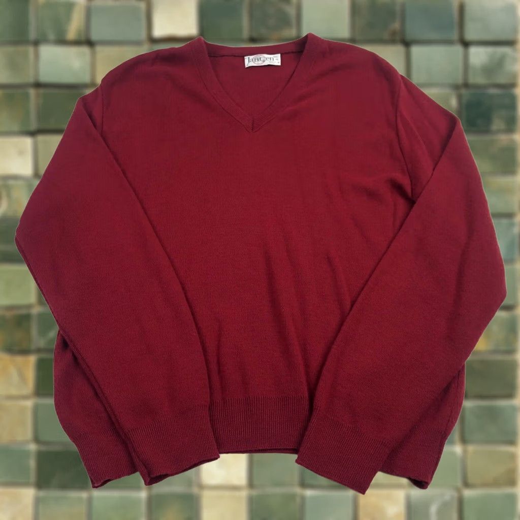 Jantzen VINTAGE Jantzen Sweater Vest XL Red Knit V-Neck Made In USA Mens Grandpa Size US XL / EU 56 / 4 - 1 Thumbnail