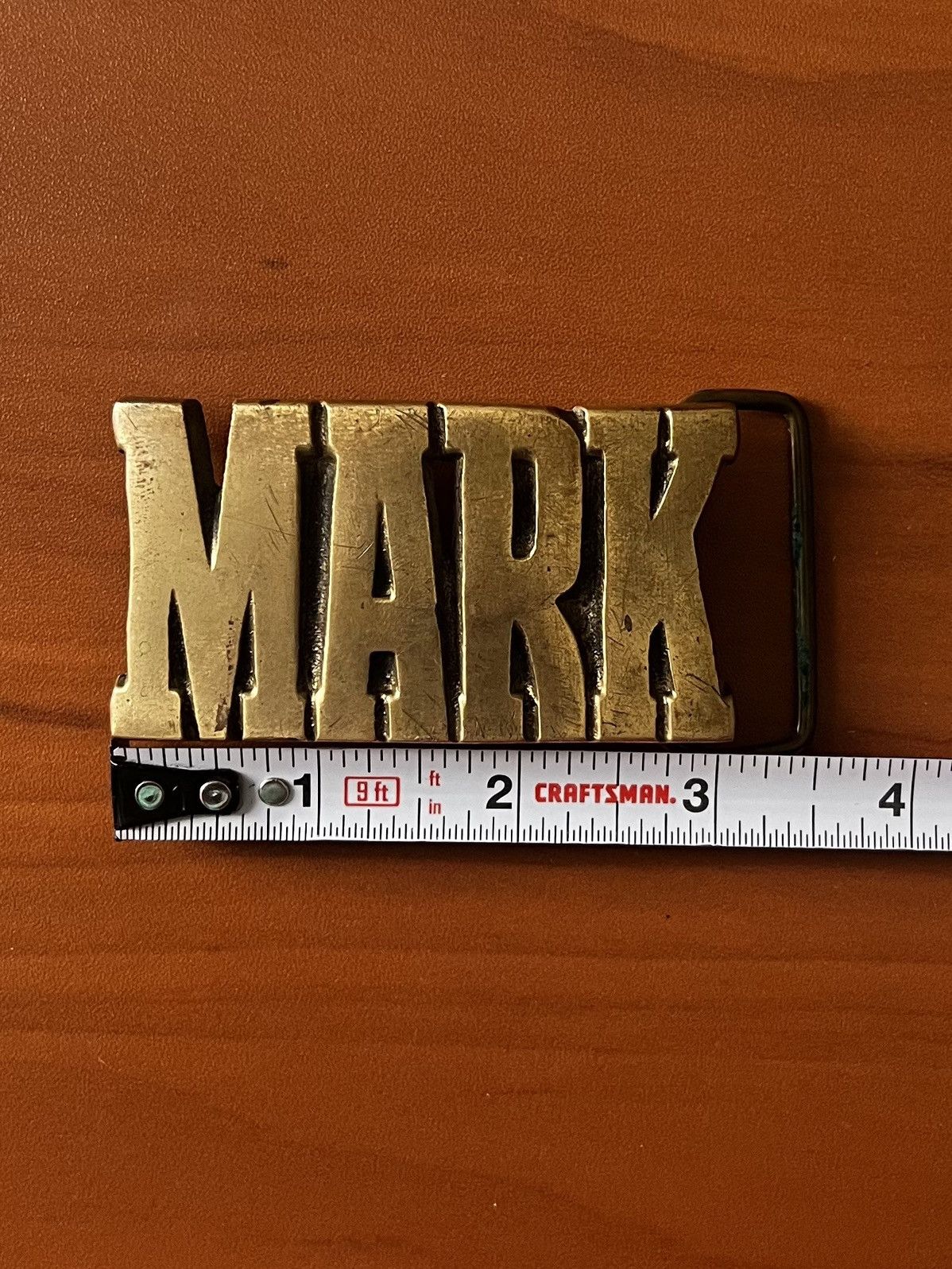 Other 80s Taiwan Made Solid Brass MARK Name Lettering Belt Buckle Size ONE SIZE - 4 Thumbnail