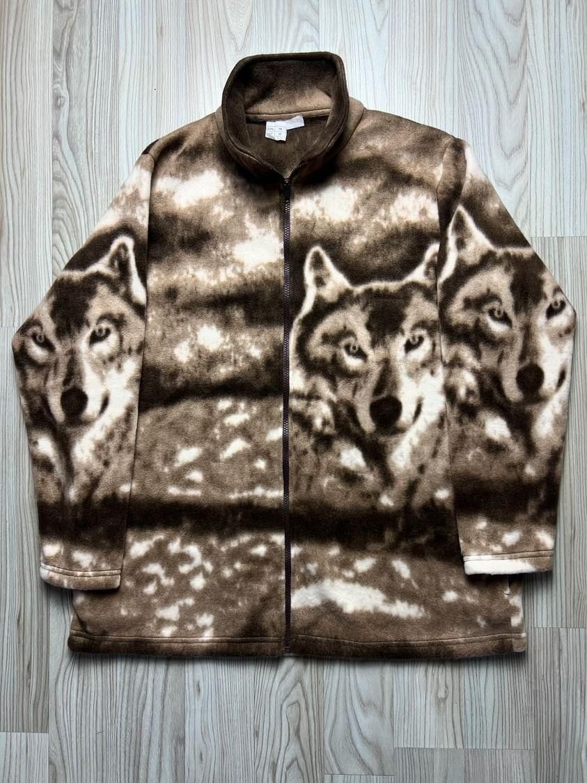 Other Wolf Fleece jacket nature animal pattern print Size US M / EU 48-50 / 2 - 1 Thumbnail