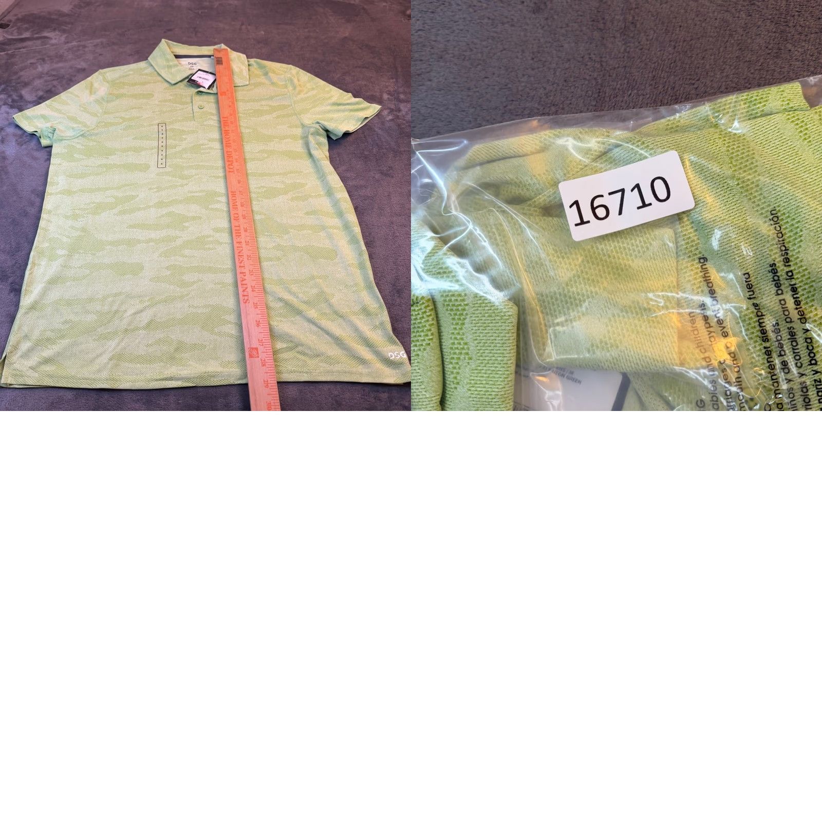 Vintage DSG Polo Shirt Camouflage Short Sleeve Mens M Green Jacquard Moisture Wicking Button Logo Golf Shirt Casual Activewear Shirt Size US M / EU 48-50 / 2 - 8 Thumbnail