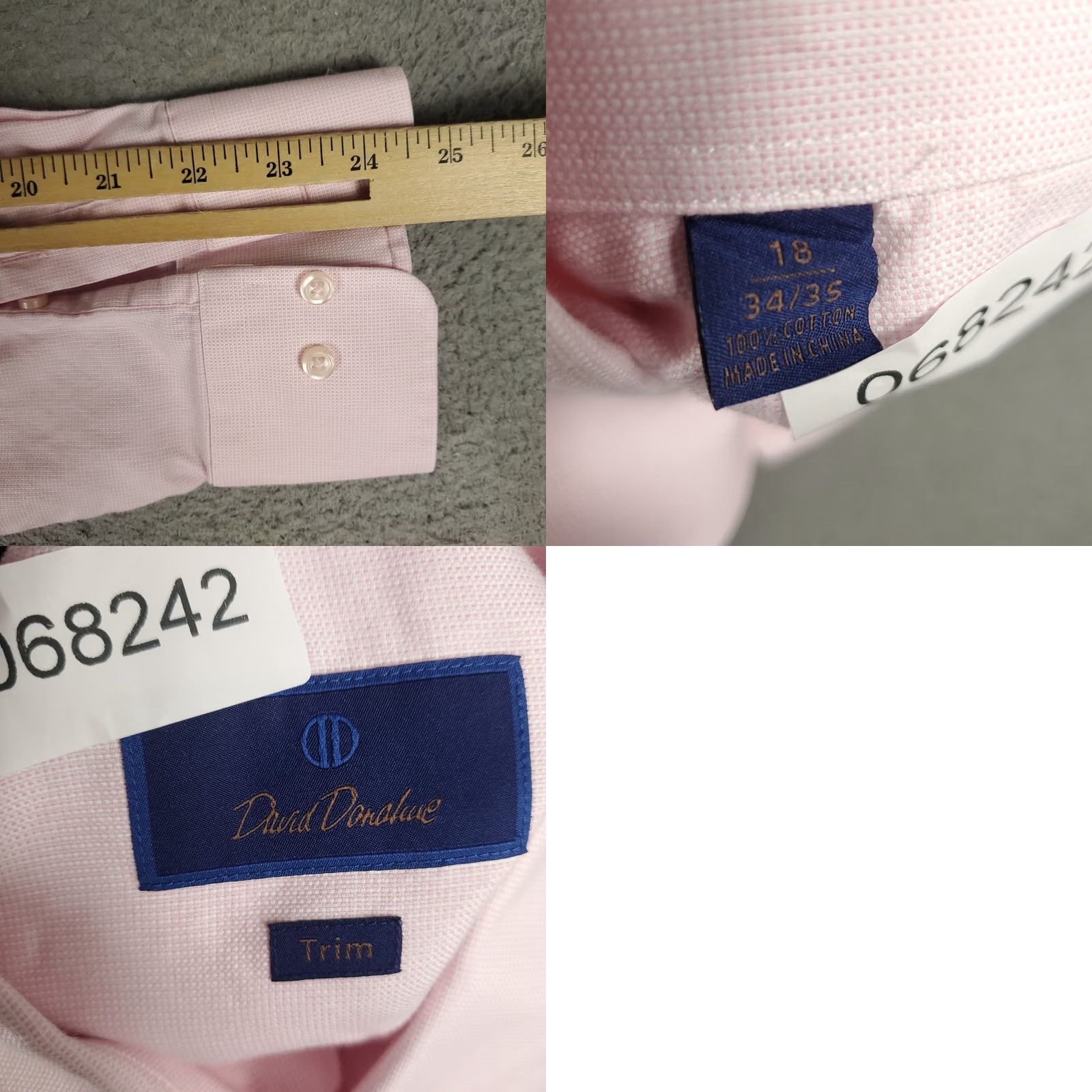 David Donahue David Donahue Shirt Mens Size 18 Pink Dress Button Up Long Sleeve Shirt Size 48R - 8 Thumbnail