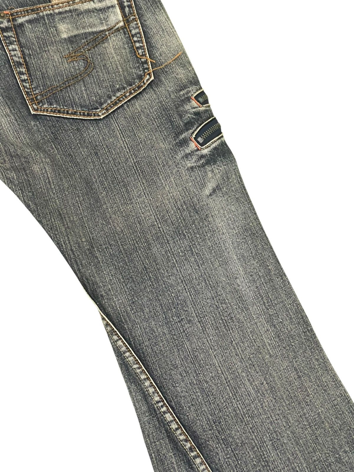 Japanese Brand Flare Jeans Semantic Design Distress Python Low Rise 2🟦 Size US 33 - 19 Thumbnail