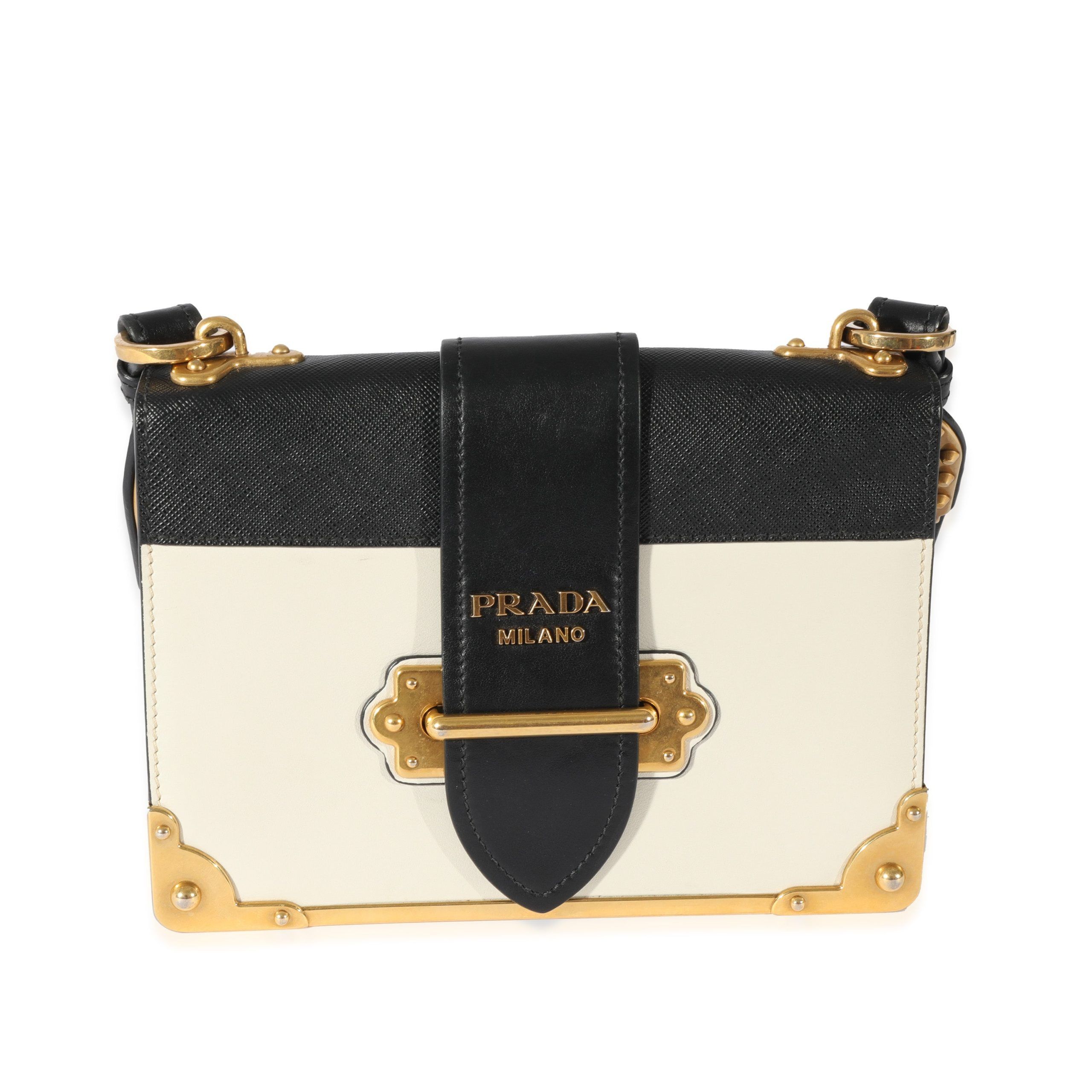 image of Prada White Leather Cahier Bag, Women's