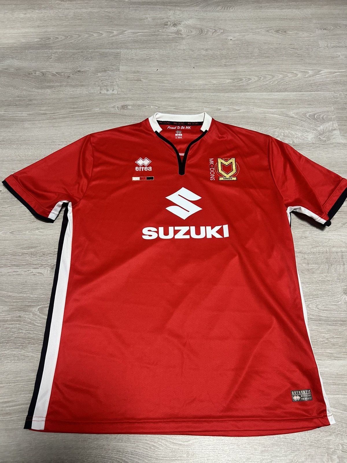 Errea MK Dons Shirt Mens XXL 3XL Red Errea Away Football Jersey Size US XXL / EU 58 / 5 - 1 Thumbnail