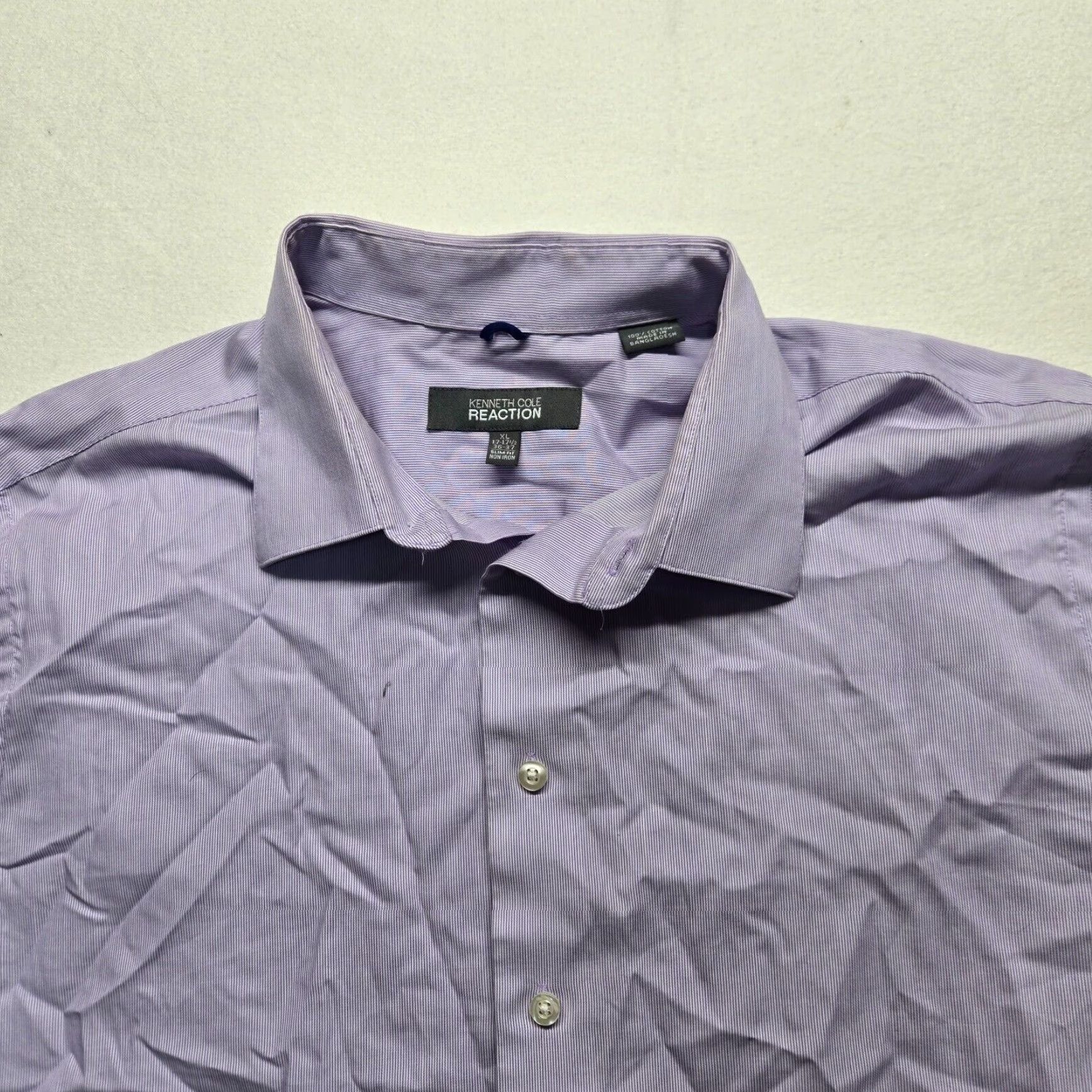 Kenneth Cole Kenneth Cole Reaction Dress Shirt Purple Striped Button Down XL Size 46R - 2 Thumbnail