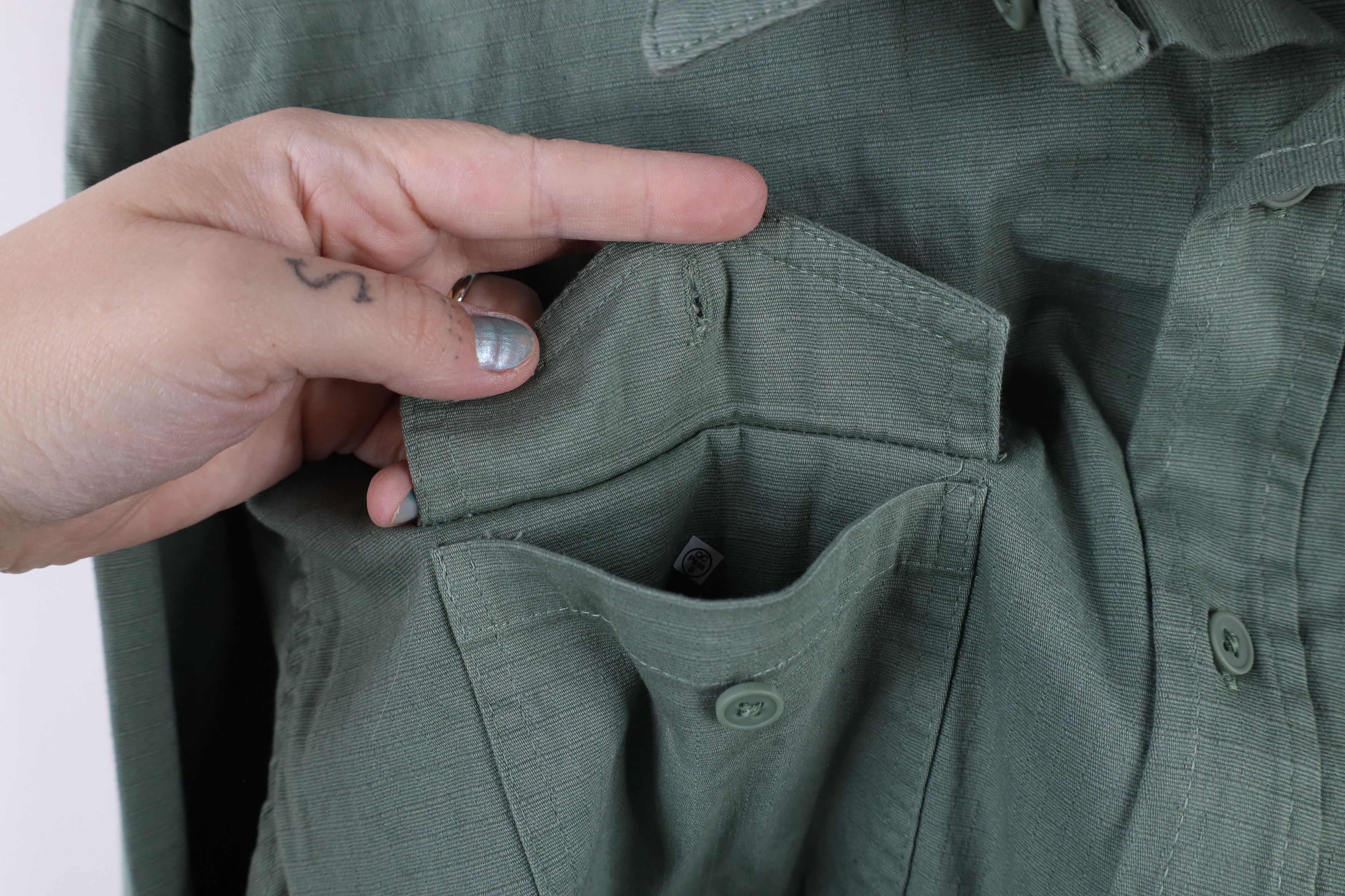 Vintage Onia Ripstop Collared Button Shirt Green Cotton Size US L / EU 52-54 / 3 - 5 Thumbnail