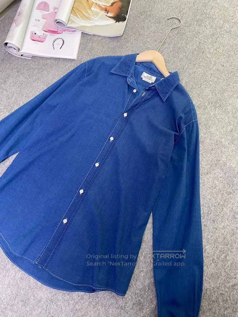 Hermes Denim Long Sleeve Shirt.