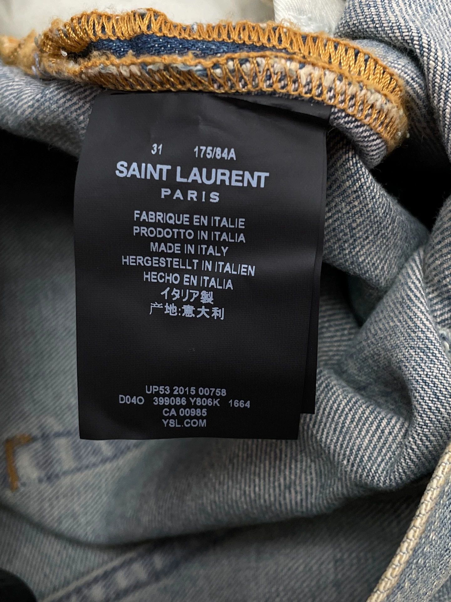 Saint Laurent Paris SLP Washed Blue Jeans 31 Knee Slit NWT Size US 31 - 5 Thumbnail