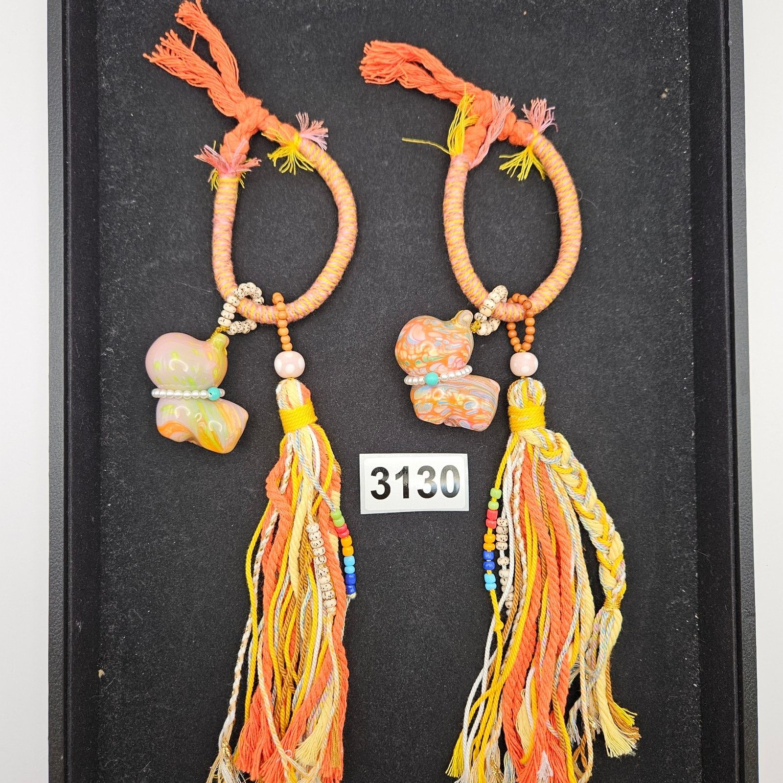 Other HANDMADE MARBLED GLASS PUPPIE TASSEL HANGING ORNAMENT BOHO Size ONE SIZE - 1 Thumbnail