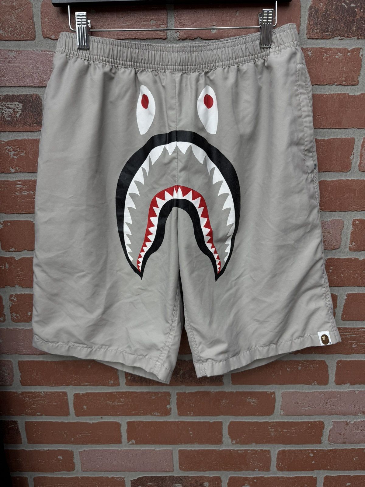 LARGE Bape Shark Beach Shorts Grey