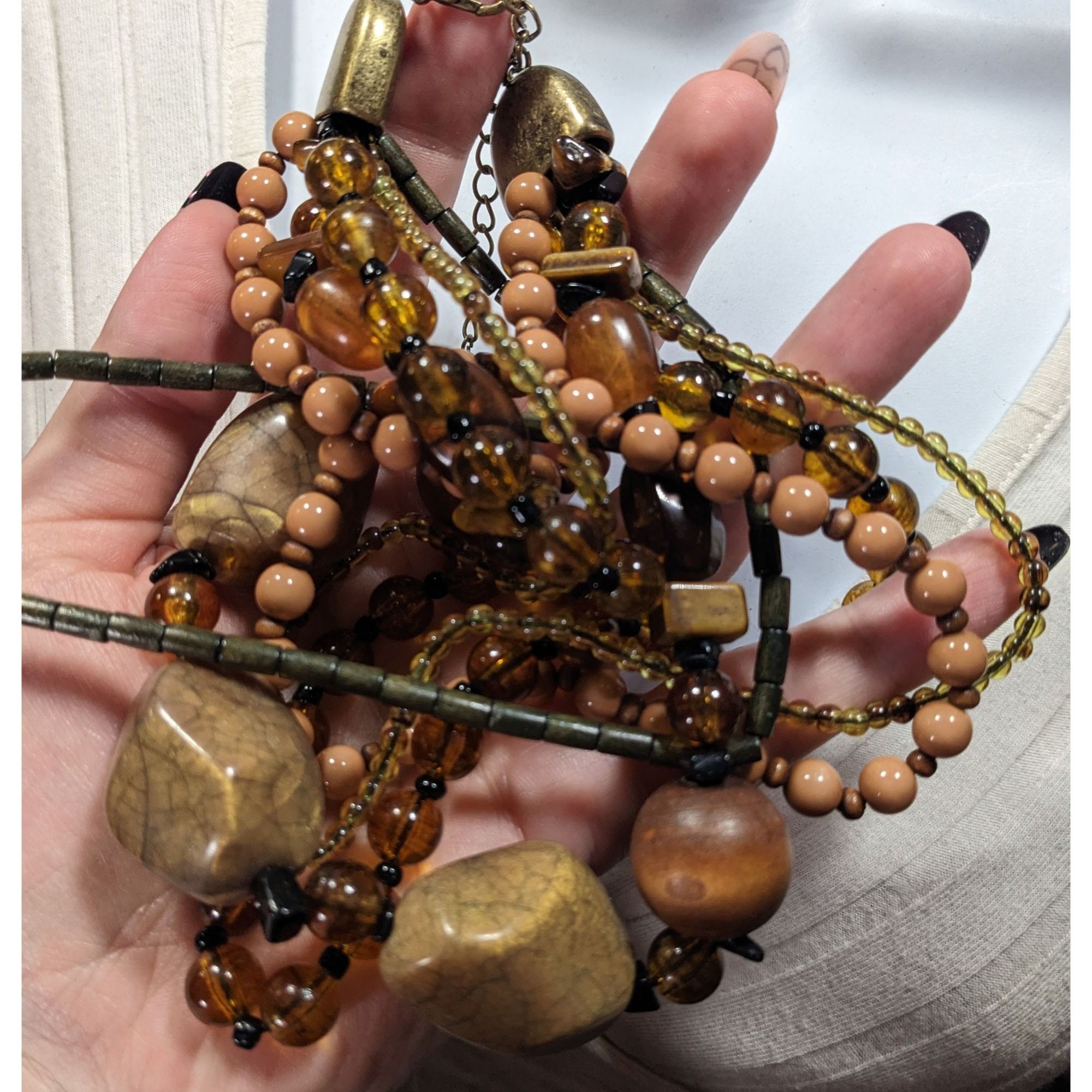 Nordstrom Nordstrom Bohemian Earthy Chunky Multilayer Beaded Necklace Size ONE SIZE - 3 Thumbnail
