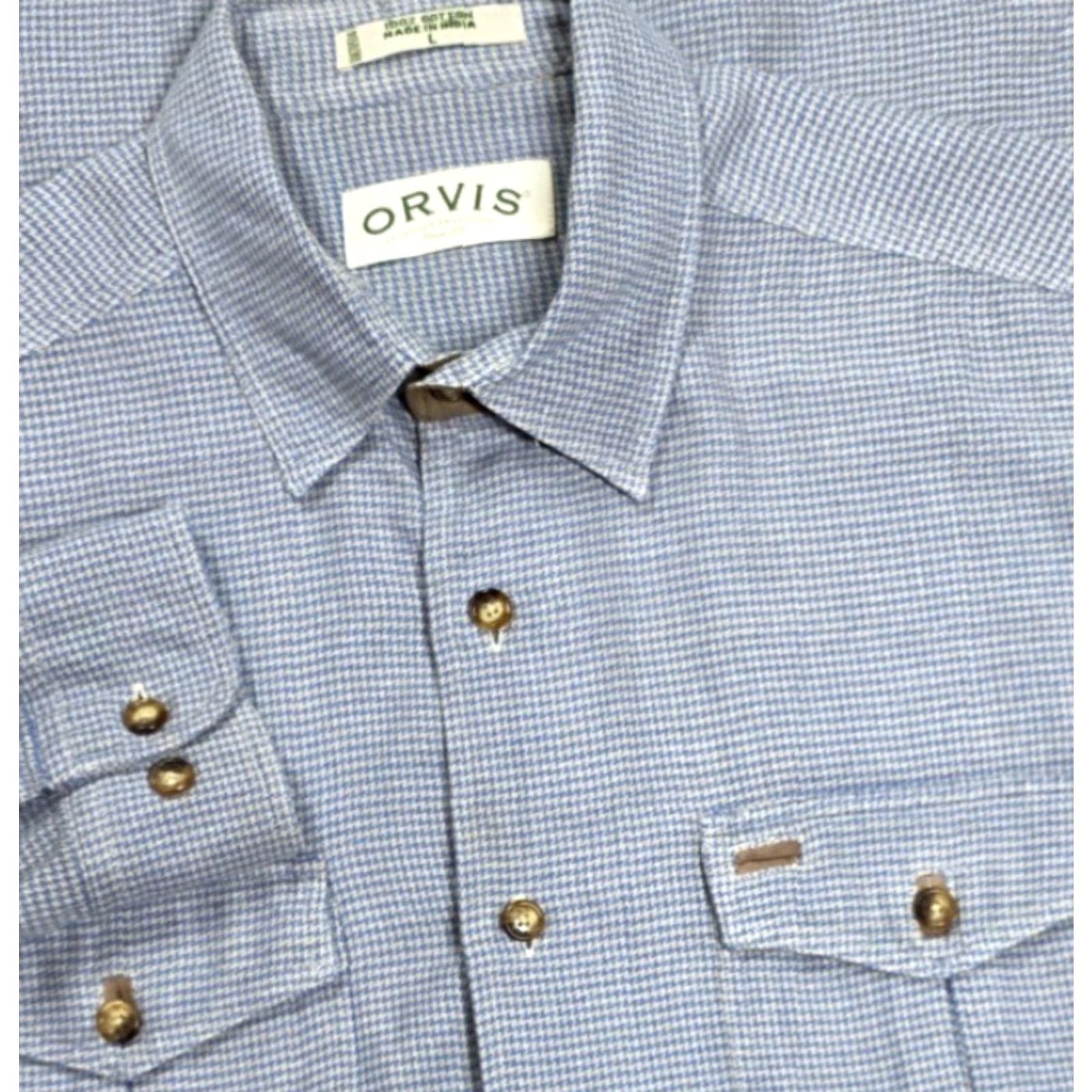 Orvis VINTAGE Orvis Button-Up Shirt Mens L Blue Beige Houndstooth Flannel Long Sleeve Plaid Button-Front Casual Workwear Size US L / EU 52-54 / 3 - 2 Thumbnail