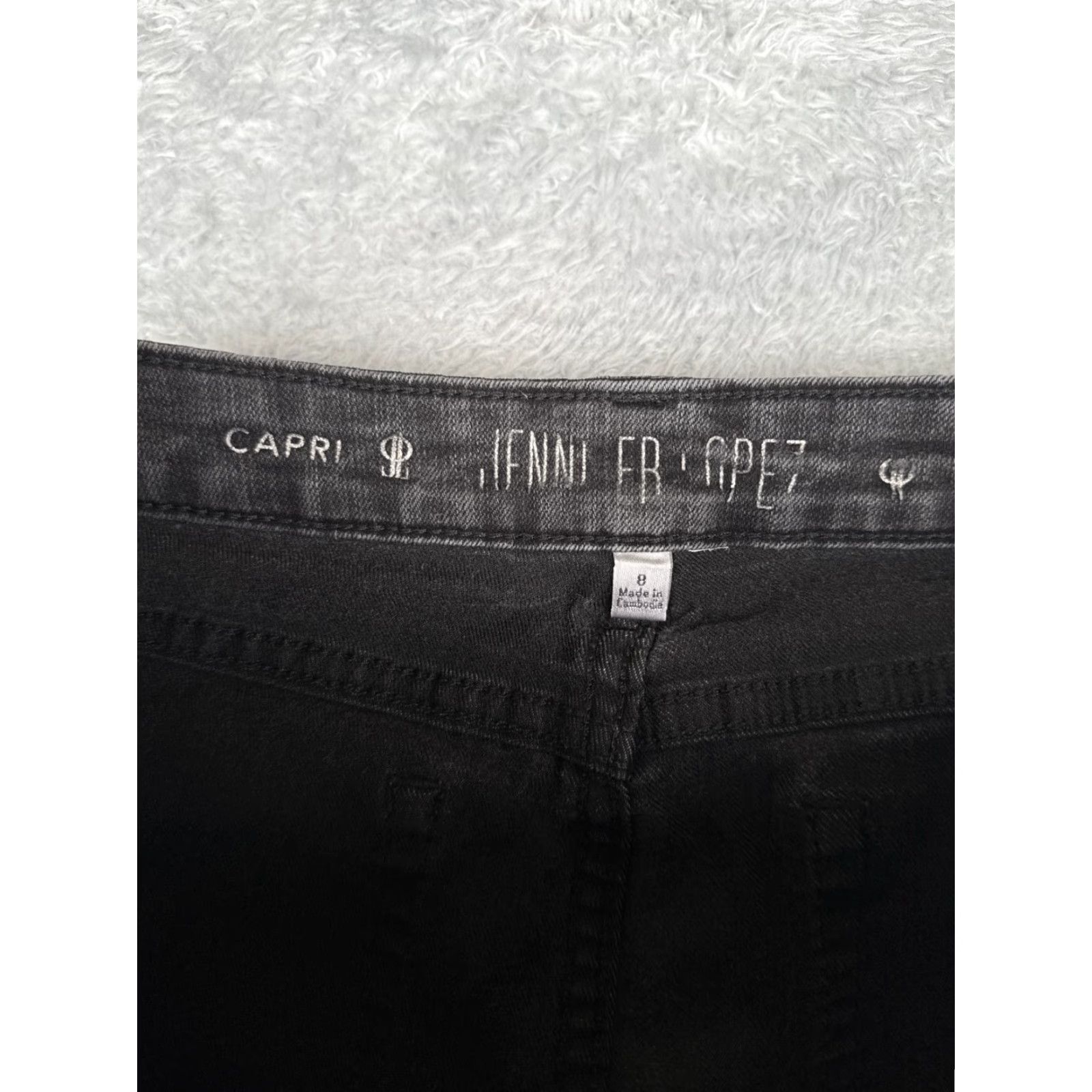 Denime JLo Jennifer Moore Jeans Women 8 Black Denim Capri Straight Leg Low Rise 28x25 Size 30" / US 8 / IT 44 - 6 Thumbnail