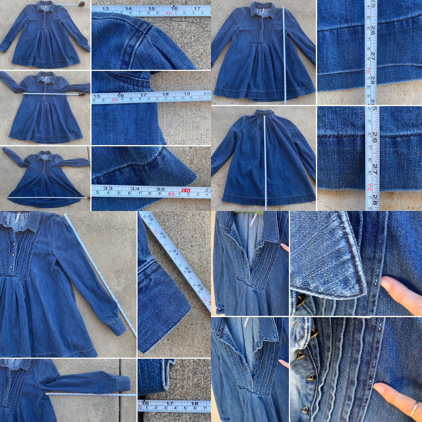 Free People Free People Denim Top Blouse XS Women Pullover Long Sleeve Blue Hippie Boho Shirt Size XS / US 0-2 / IT 36-38 - 8 Thumbnail