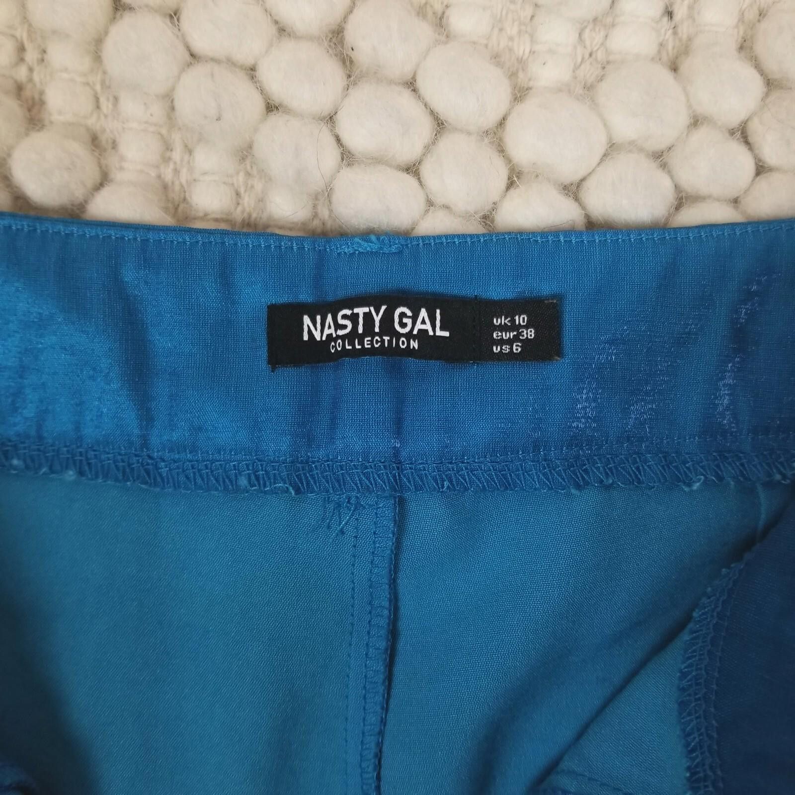 Nasty Gal Nasty Gal Satin Shimmer Wide Leg Pants Blue Sz 6 Size 28" / US 6 / IT 42 - 6 Thumbnail