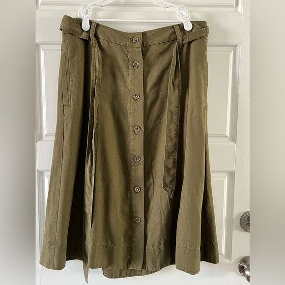 Talbots Talbots Classic Button Front Neutral Olive Green A Line Knee Size 30" / US 8 / IT 44 - 4 Thumbnail