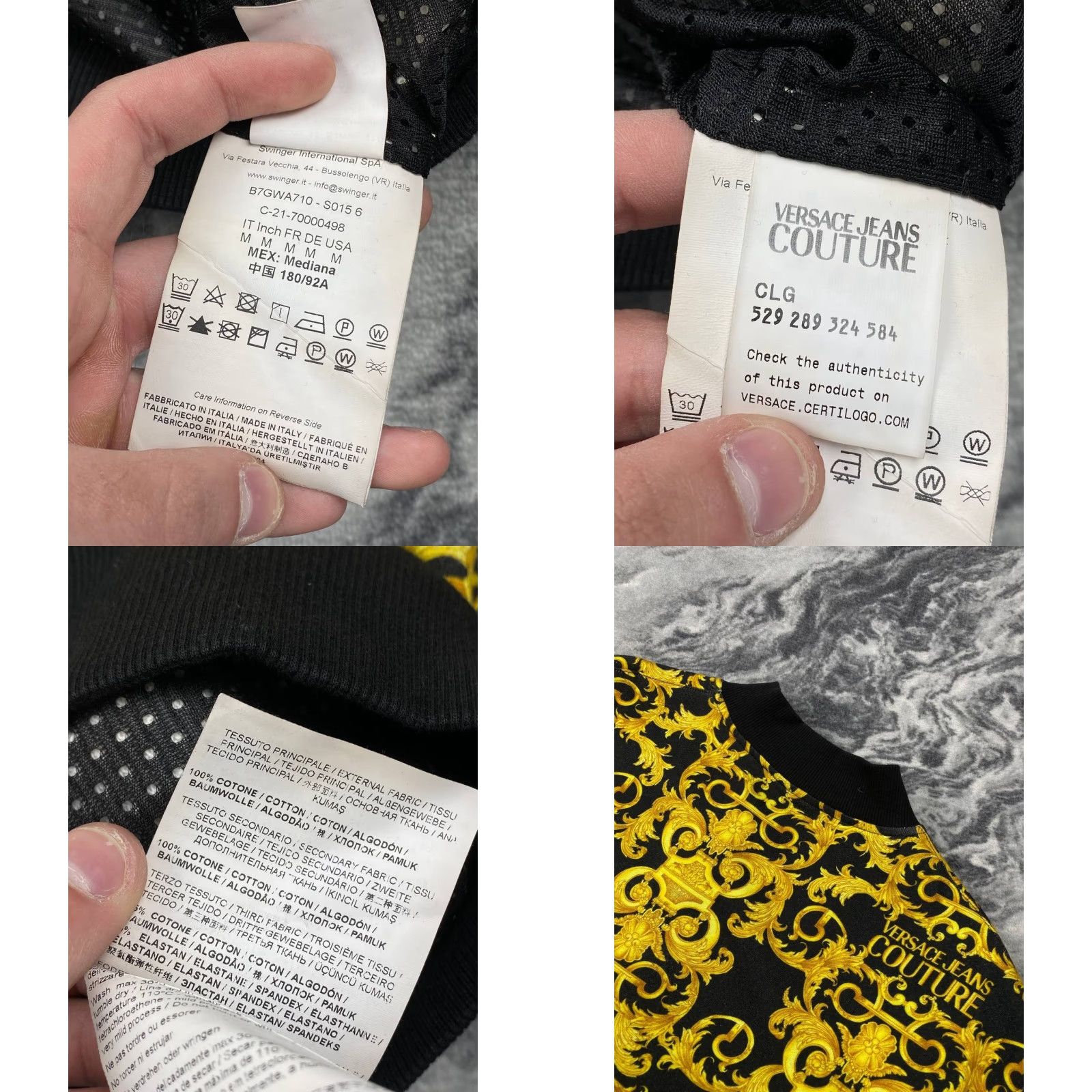 Versace Jeans Couture Versace Jeans Couture Baroque Print Big Logo Full Zip Sweatshirt Men M Yellow Logo Long Sleeve Crew Neck Cotton Regular Fit Vintage No Size US M / EU 48-50 / 2 - 8 Thumbnail