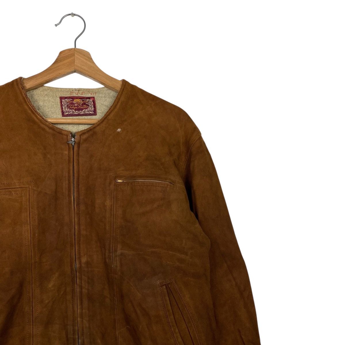Genuine Leather Vintage leather jacket collarless Size US M / EU 48-50 / 2 - 5 Thumbnail