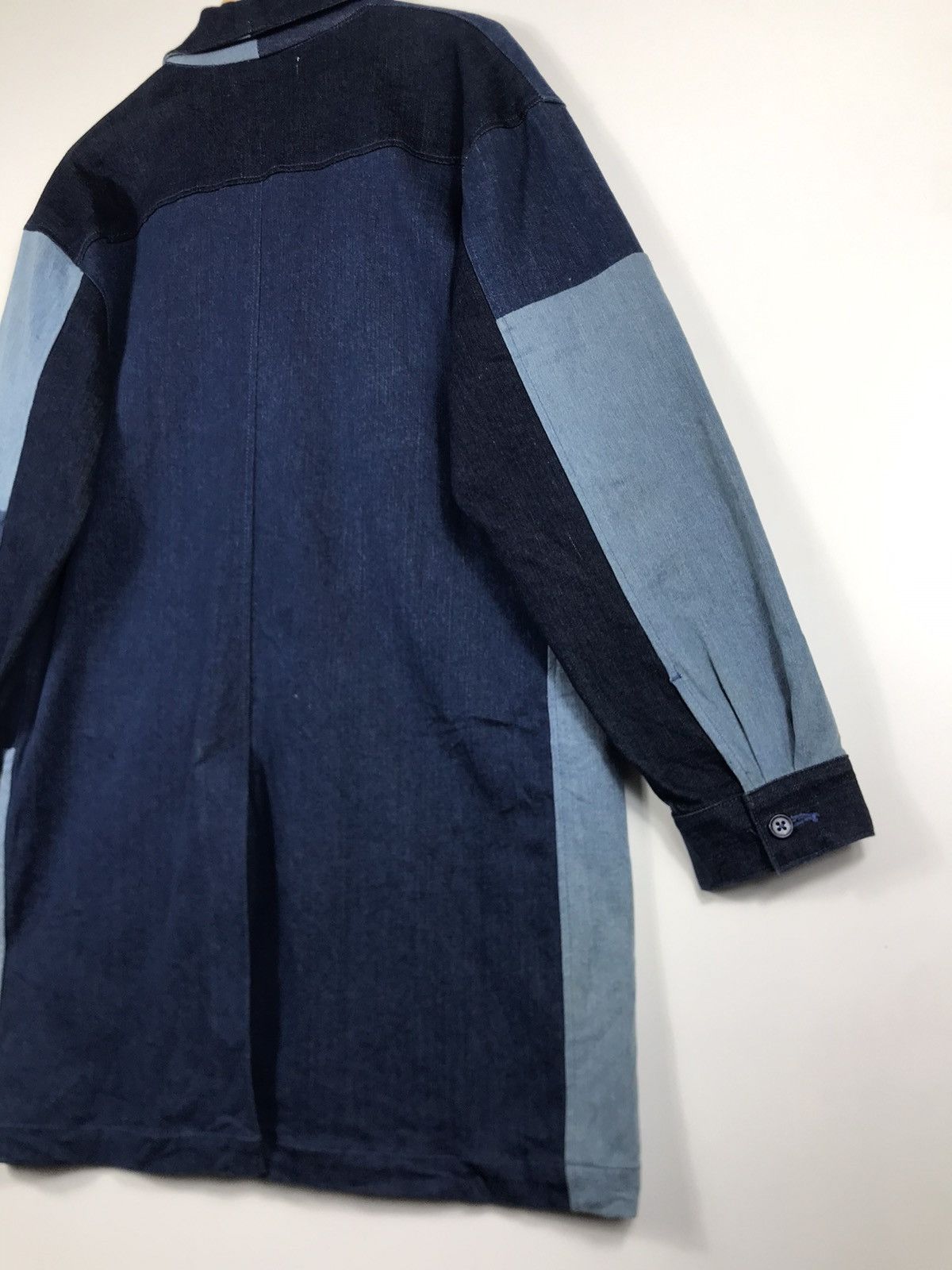 Japanese Brand 🔥 Timely Warning Blue Japan Denim Button Long Coat Jacket Size US L / EU 52-54 / 3 - 14 Thumbnail