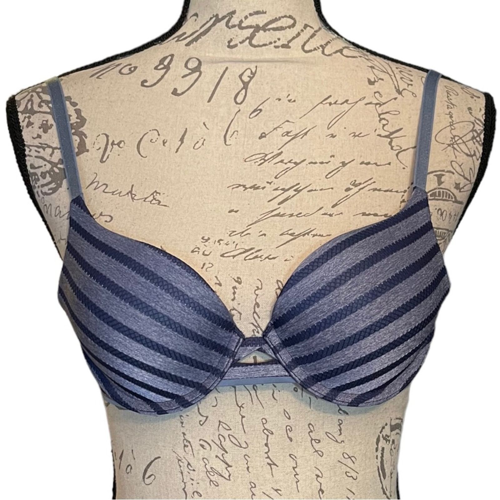 Victoria's Secret Victoria’s Secret Perfect Shape Blue Striped Size 32A ...