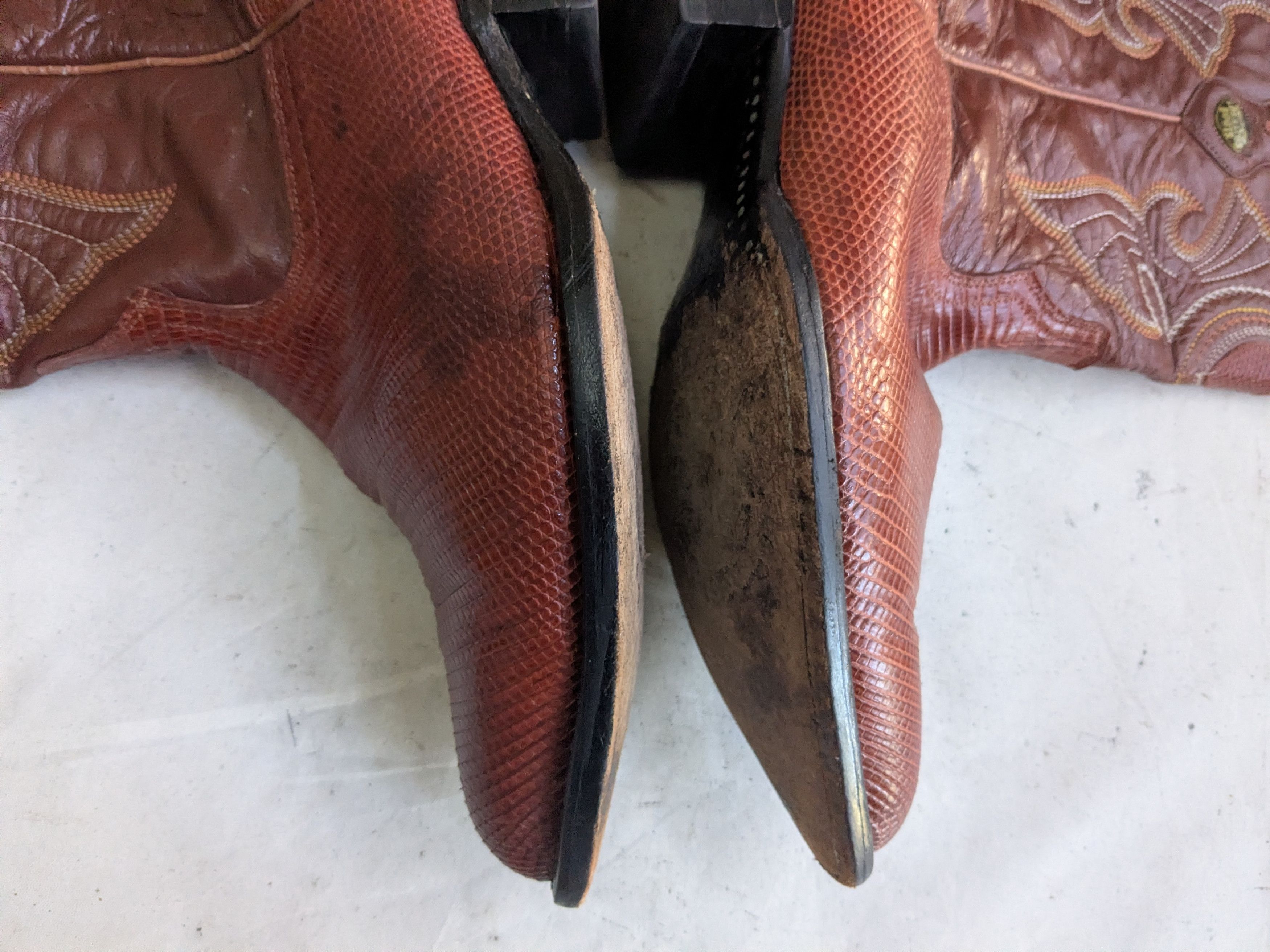Genuine Leather Lizard Cowboy Boots Brown 11.5 EE Wide Mexico Botas Western Size US 11.5 / EU 44-45 - 9 Thumbnail