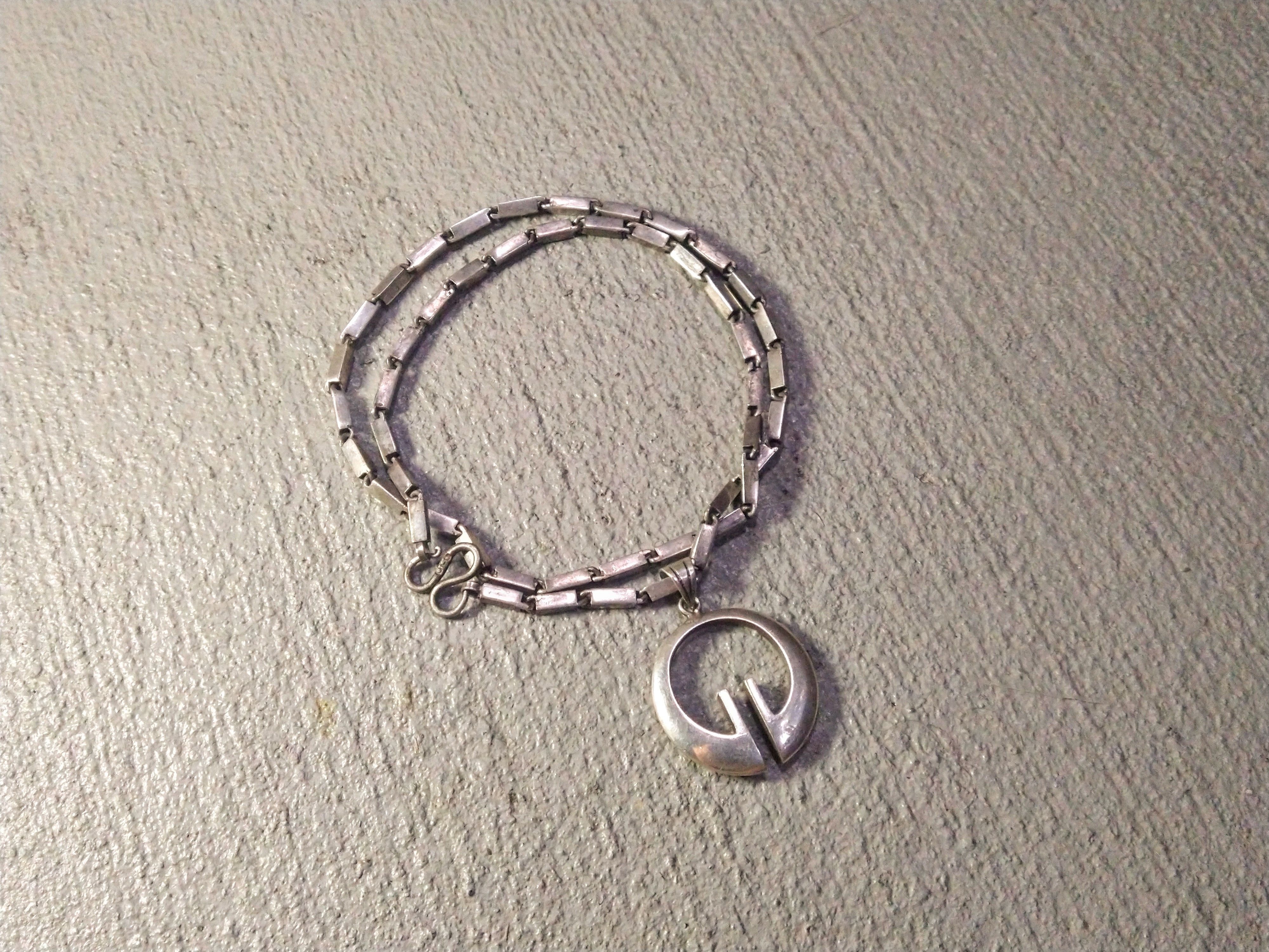 Vintage Sterling Silver Necklace Modern Pendant Minimalist