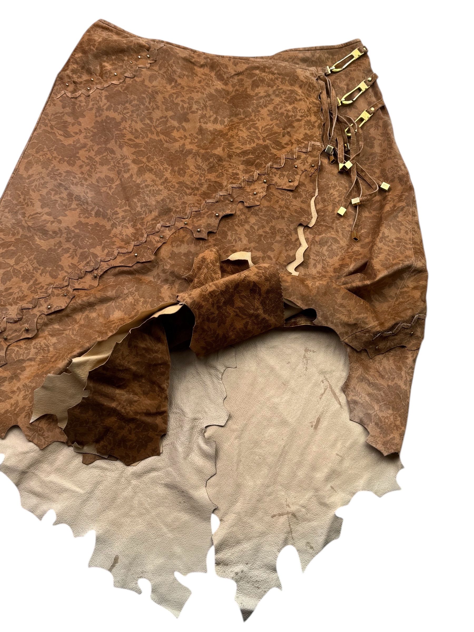 Japanese Brand Vintage Leather Skirt With Straps W265(V9) Size 32" / US 10 / IT 46 - 3 Thumbnail