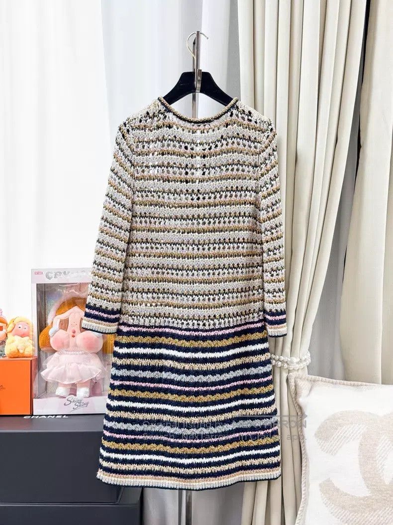 Chanel Chanel Gold-plated fine glitter bow button mixed color kni Size XS / US 0-2 / IT 36-38 - 3 Thumbnail