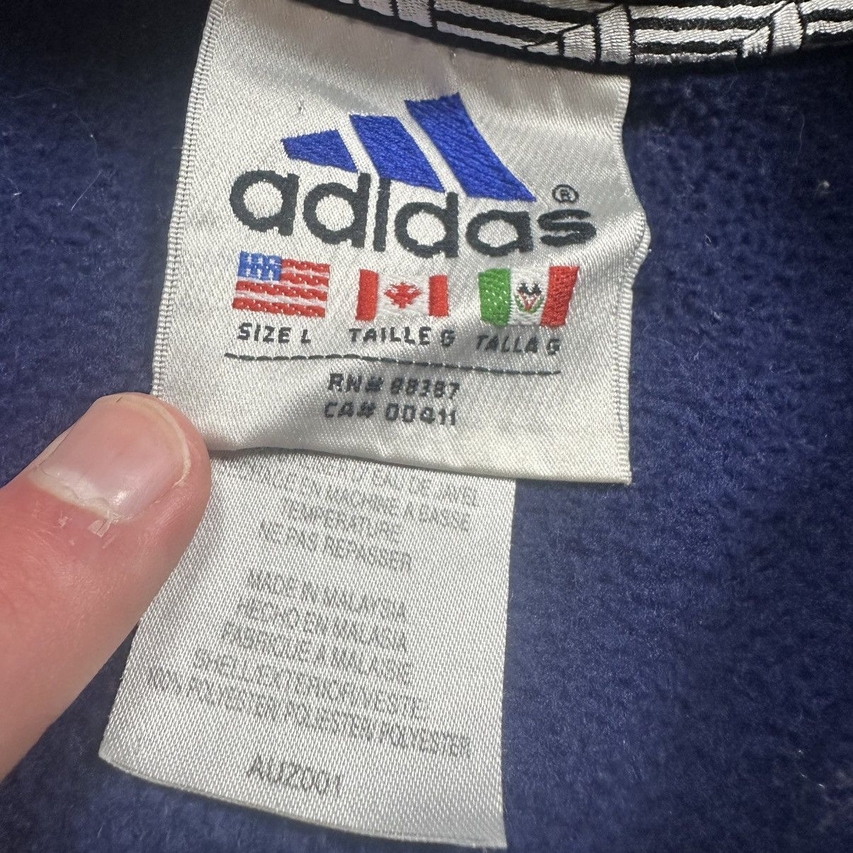 Adidas Vintage 90s Navy Blue Adidas Fleece Quarter 1/4 Zip Size L Size US L / EU 52-54 / 3 - 4 Thumbnail