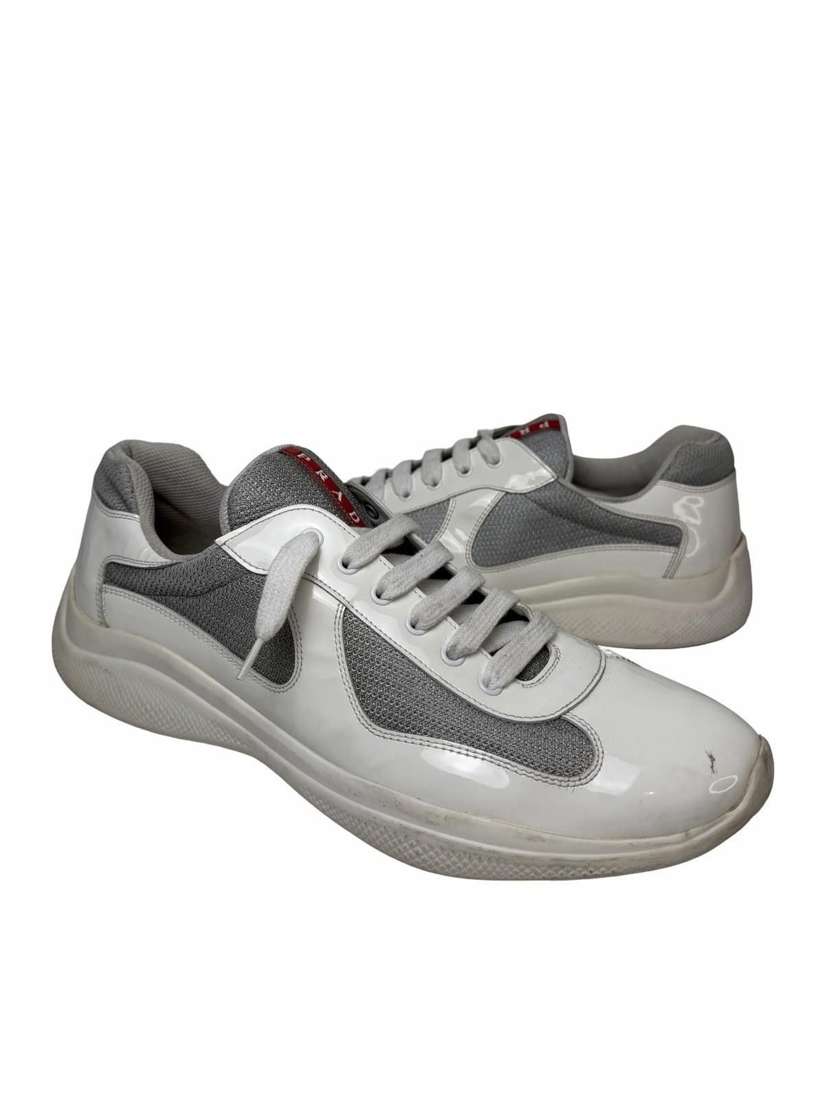 Prada Prada Americas Cup Sneakers White Grey Patent US 11 Italy Size US 11 / EU 44 - 1 Thumbnail