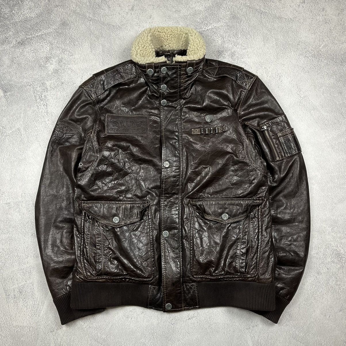 image of Vintage Gipry International Fashion Y2K Leather Jacket in Brown, Men's (Size Large)