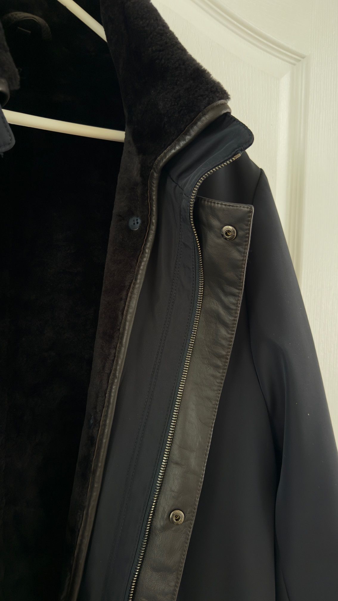 Paul Stuart Paul Stuart Black Shearling Rain Jacket Size US L / EU 52-54 / 3 - 4 Thumbnail