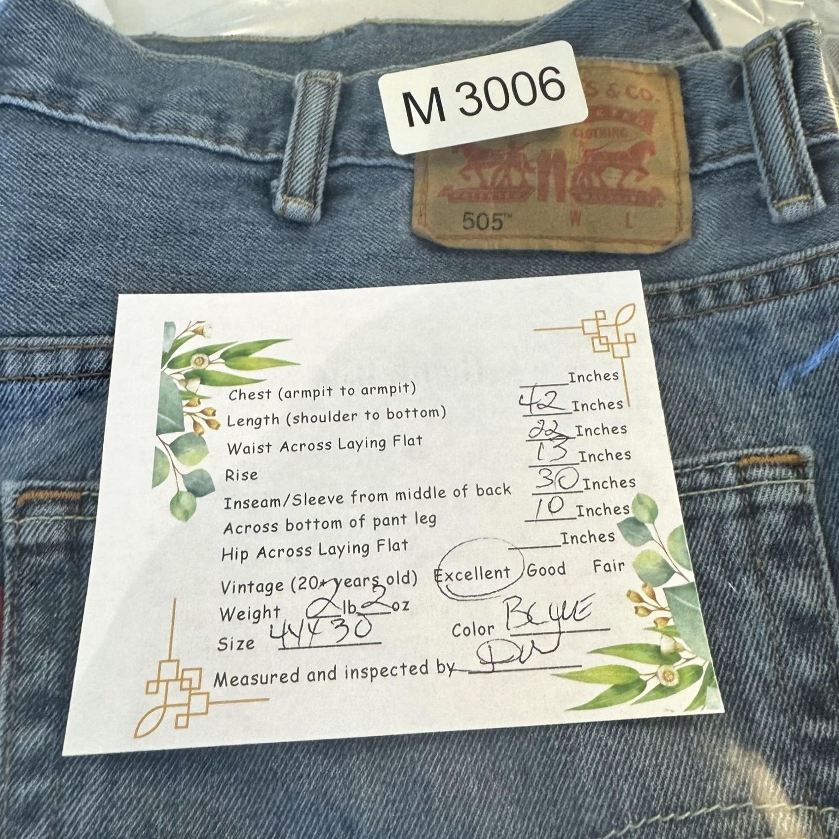 Levi's Levi's 505 Jeans Mens 46x30 Medium Blue Regular Straight Denim Zip fly Button Closure, 5-Pocket Design Size US 30 / EU 46 - 8 Thumbnail