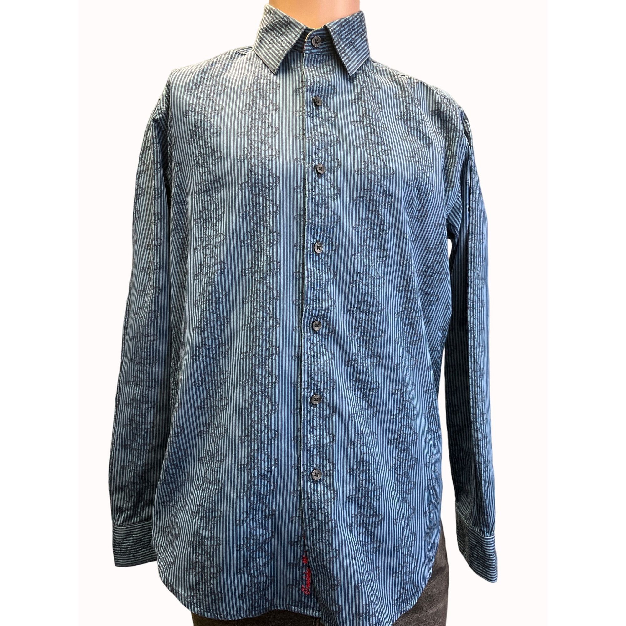 Robert Graham Robert Graham Men's Blue Striped & Paisley Button Up Shirt S Size US S / EU 44-46 / 1 - 1 Thumbnail