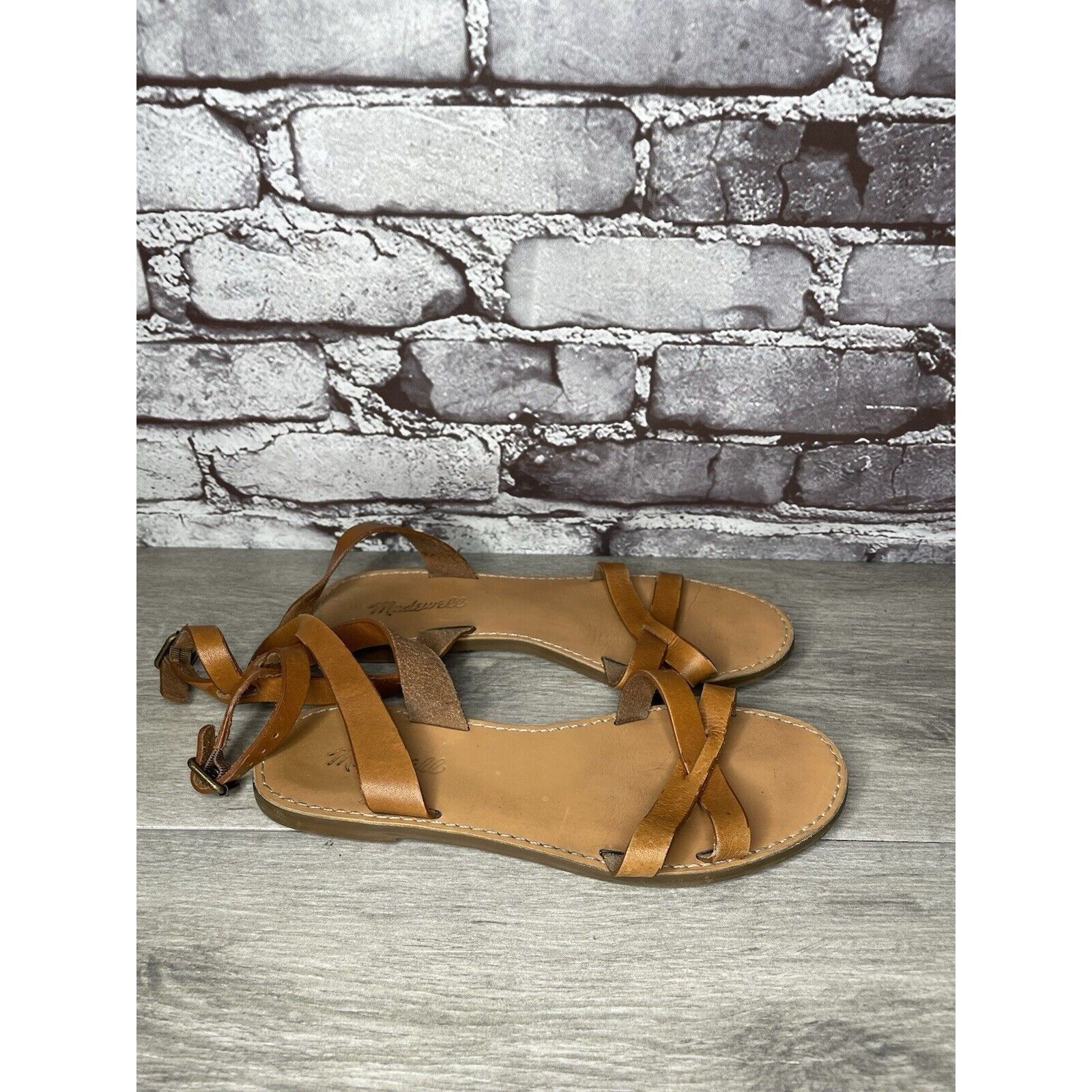 Madewell Madewell Brown Leather Casual Ankle Strap Flat Sandals Women Size US 7.5 / IT 37.5 - 16 Thumbnail