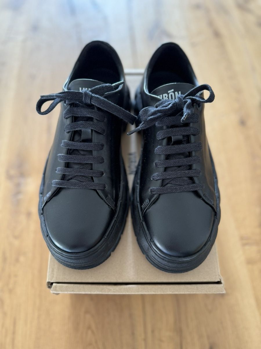 VIRON Virón 2005 Black Leather Sneakers size 39 Size US 9 / IT 39 - 2 Thumbnail