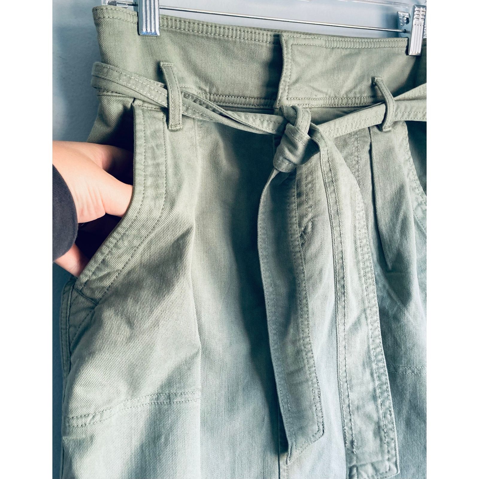 Loft LOFT Paperbag Tie Waist Pocket Skirt Green Size 4 NWT Size 27" / US 4 / IT 40 - 3 Thumbnail