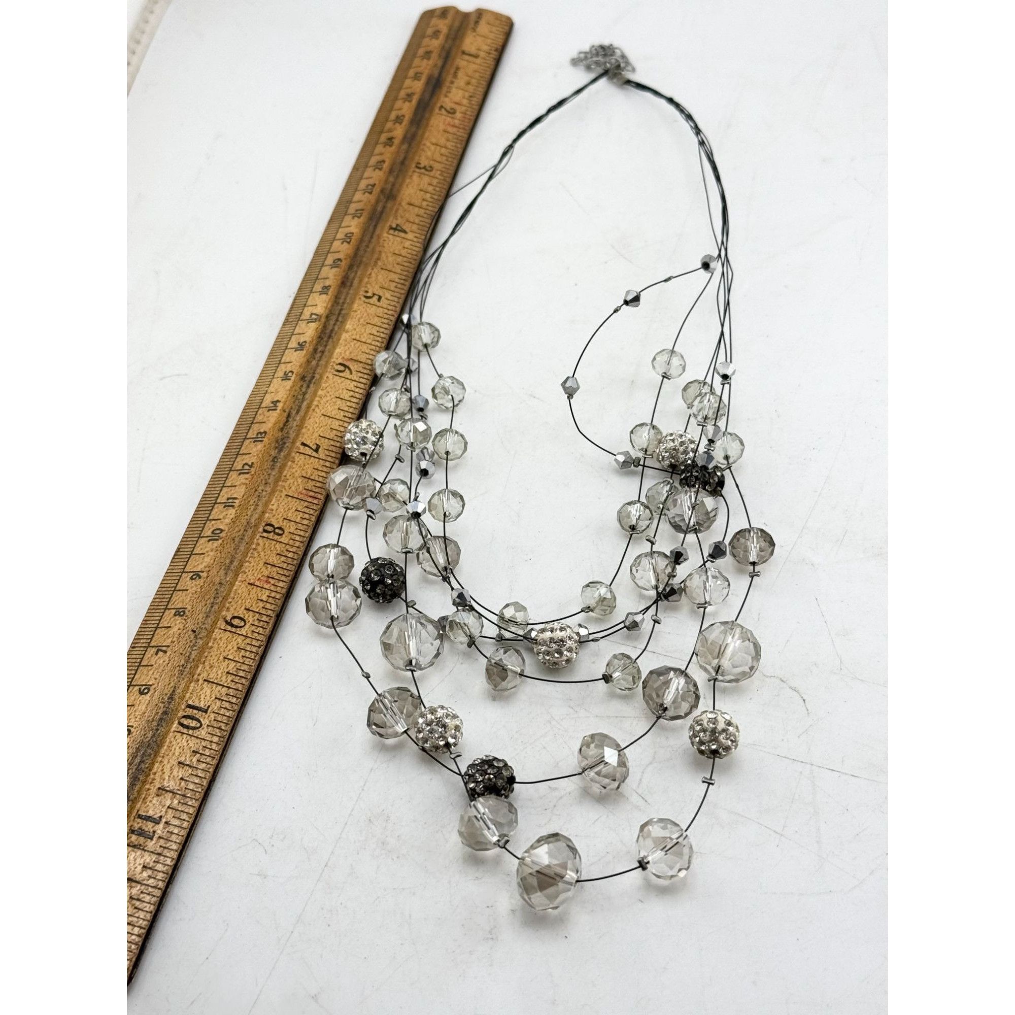 Vintage Wire crystal drop multi strand necklace Size ONE SIZE - 4 Thumbnail