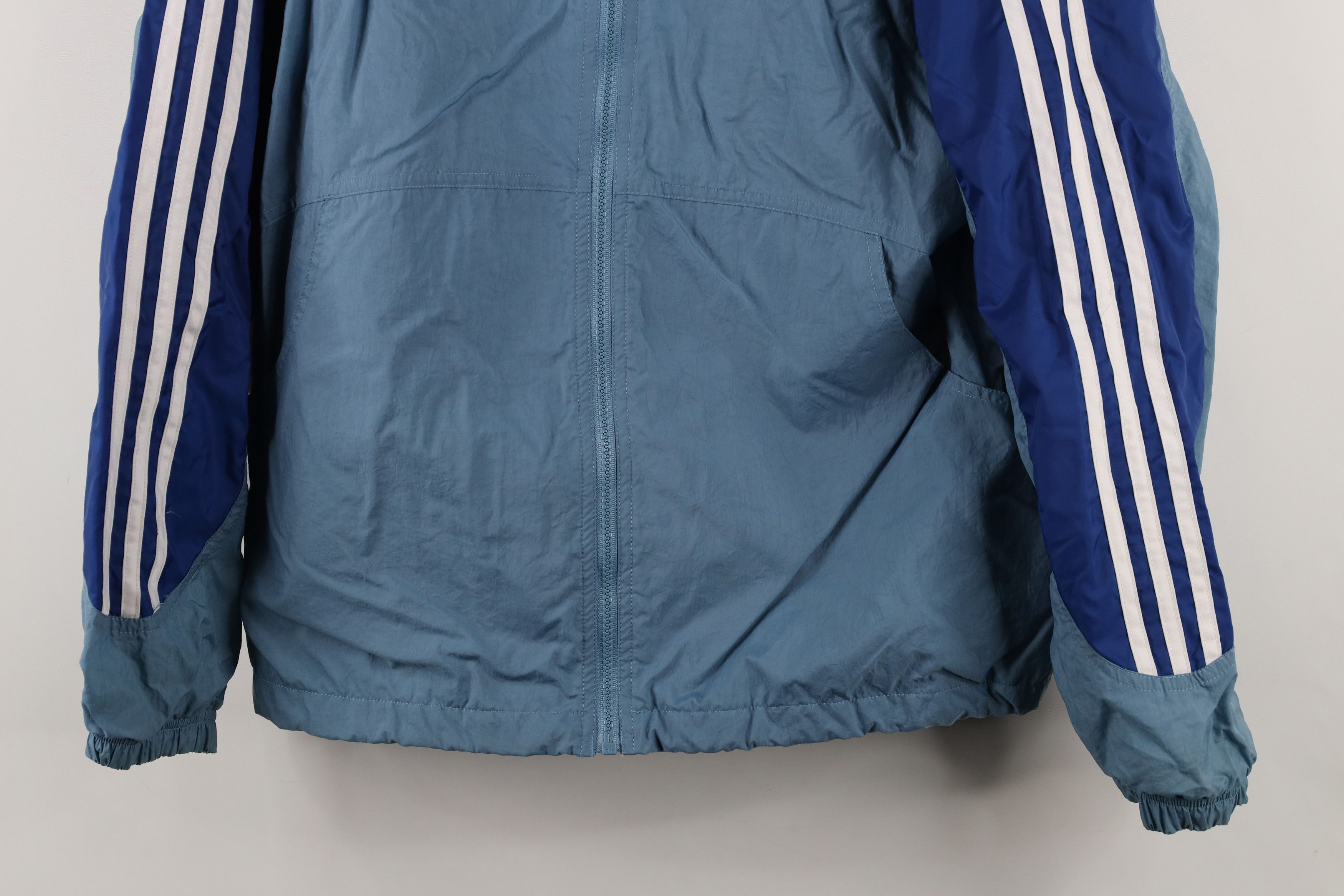 Adidas × Vintage Vintage 90s Adidas Striped Lined Windbreaker Jacket Blue Size M / US 6-8 / IT 42-44 - 3 Thumbnail