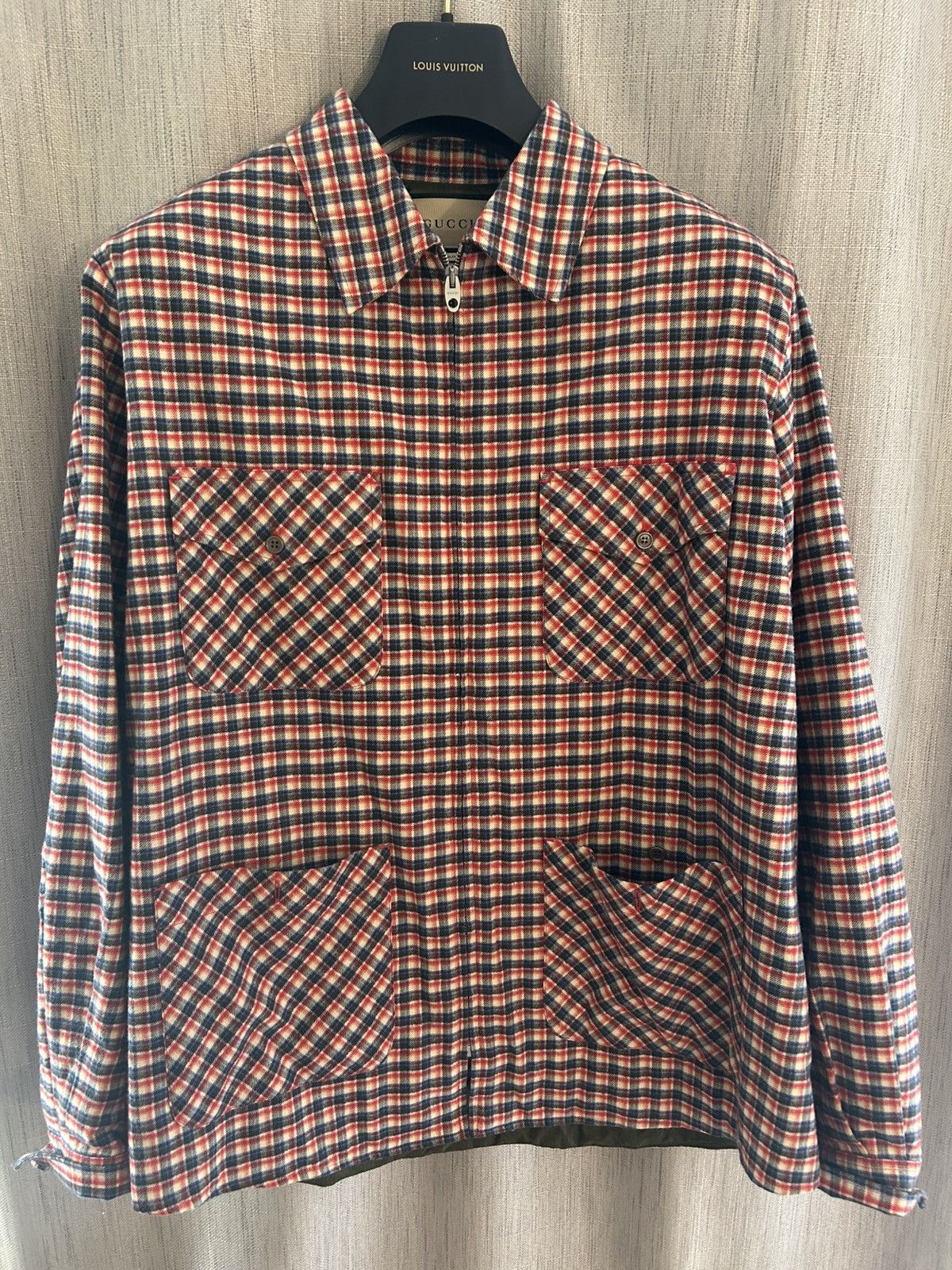 Gucci Gucci ICCUG (ICUG) Squirrel Appliqué Check Overshirt Jacket Size US L / EU 52-54 / 3 - 1 Thumbnail