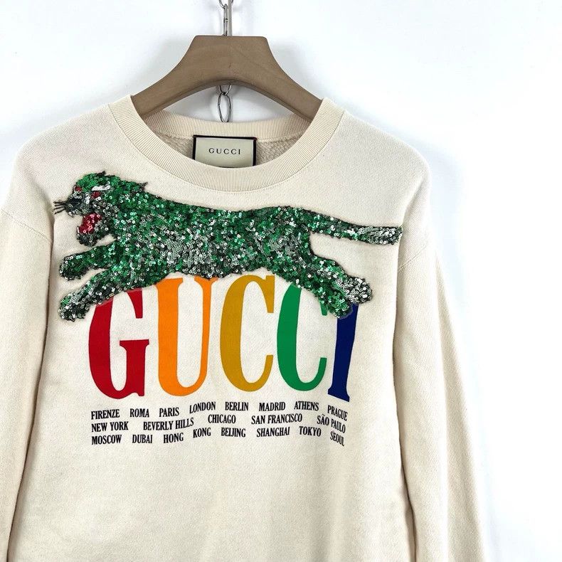 Gucci Gucci Beige cheetah sequin pattern color letter logo print Size XS / US 0-2 / IT 36-38 - 5 Thumbnail