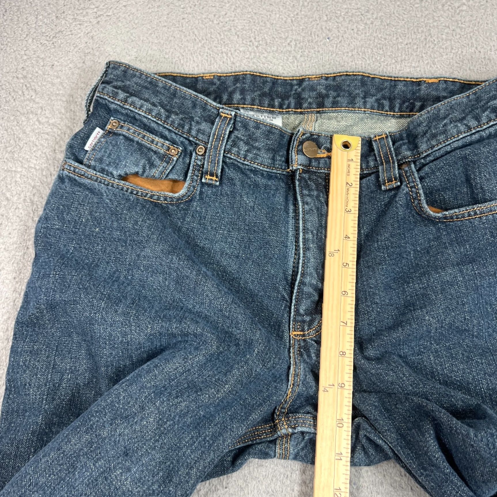 Carhartt VINTAGE Carhartt Mens Jeans 34x32 Relaxed Fit Dark Blue Cotton Denim Workwear Size US 34 / EU 50 - 4 Thumbnail