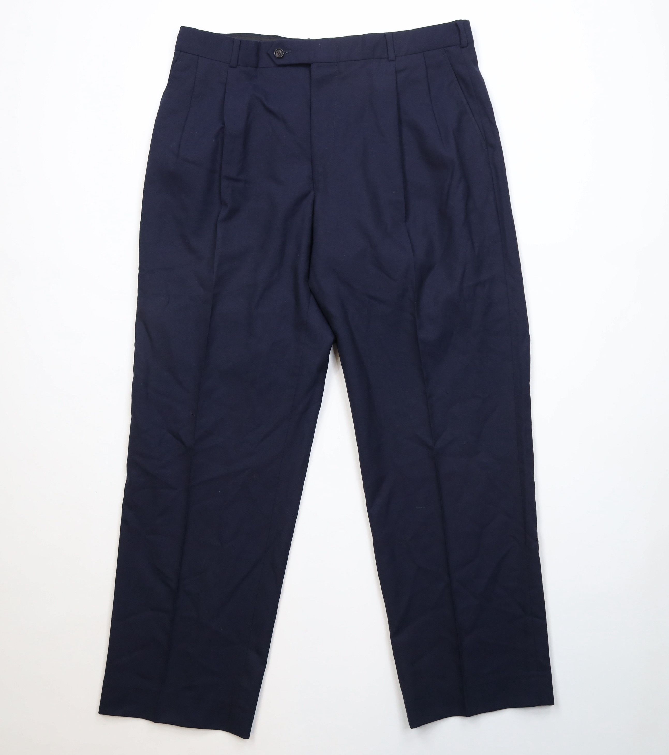 Lands' End Vintage 90s Lands End Knit Wide Leg Chino Pants Navy Blue Size US 36 / EU 52 - 1 Thumbnail