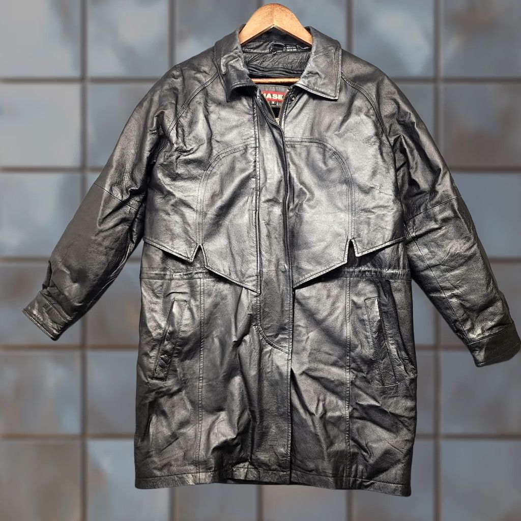 Vintage Phase 2 Leather Coat Mens Medium Black Zip Front Removable Faux Fur Liner Coat Size US M / EU 48-50 / 2 - 1 Thumbnail