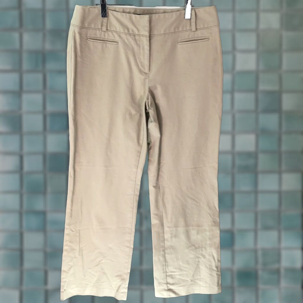 Apt. 9 Apt. 9 Dress Pants Womens Flat Front Beige 32x30 Size 12 Vintage Stretch Regular Straight Size 34" / US 12 / IT 48 - 1 Thumbnail