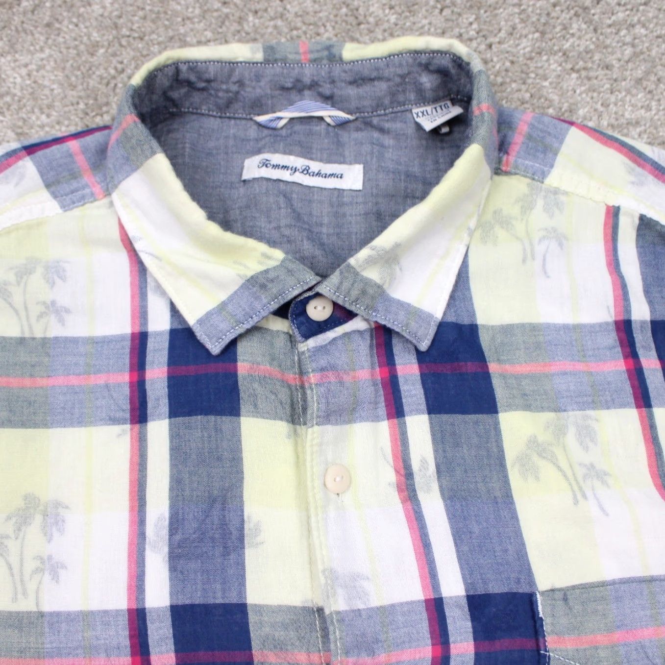 Tommy Bahama Tommy Bahama Shirt Mens 2XL XXL Yellow/Blue Island Print Cotton S/S Button-Up Hawaiian Casual Shirt Mens 2XL Size US XXL / EU 58 / 5 - 6 Thumbnail